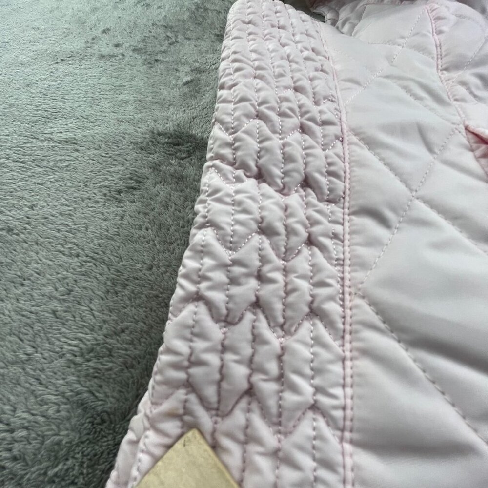 Vintage Nike Quilted Vest Womens Small Pink Faux Fur Collar Running Full Zip Y2K - Picture 5 of 14